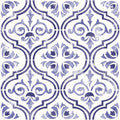 Botanical Blue Tiles Mural Wallpaper - pure wallpaper artwork