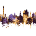 Northampton England Skyline Purple & Gold Mural Wallpaper - pure wallpaper artwork