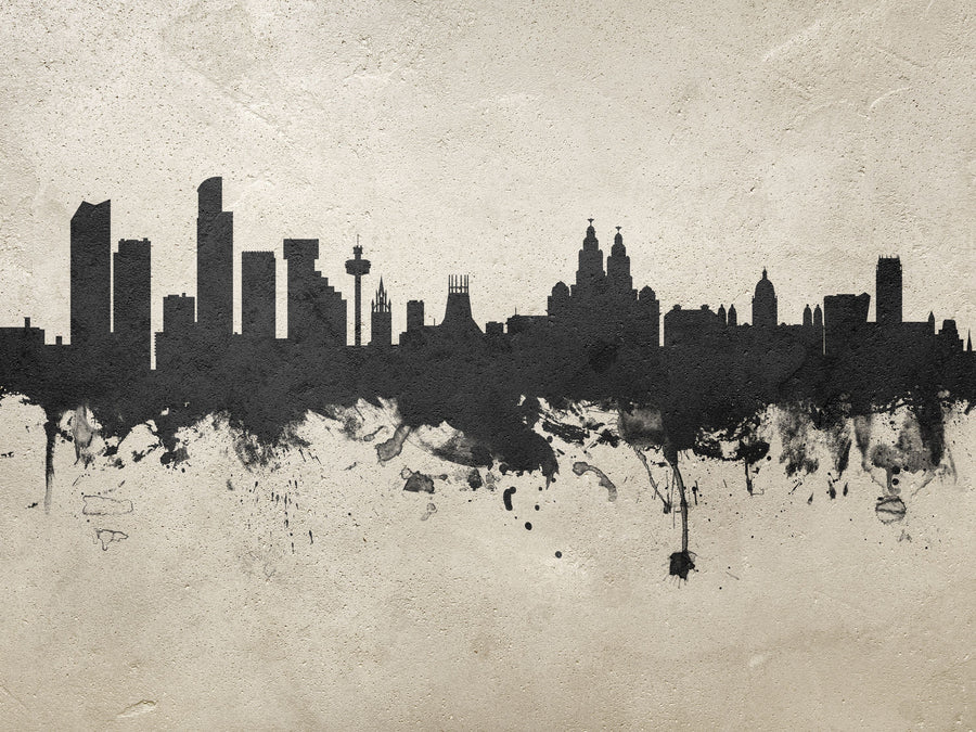 Liverpool England Skyline Concrete Mural Wallpaper