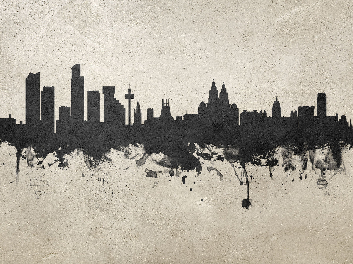 Liverpool England Skyline Concrete Mural Wallpaper - pure wallpaper artwork