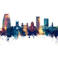 Kingston Upon Thames England Skyline Blue & Bronze Mural Wallpaper - pure wallpaper artwork