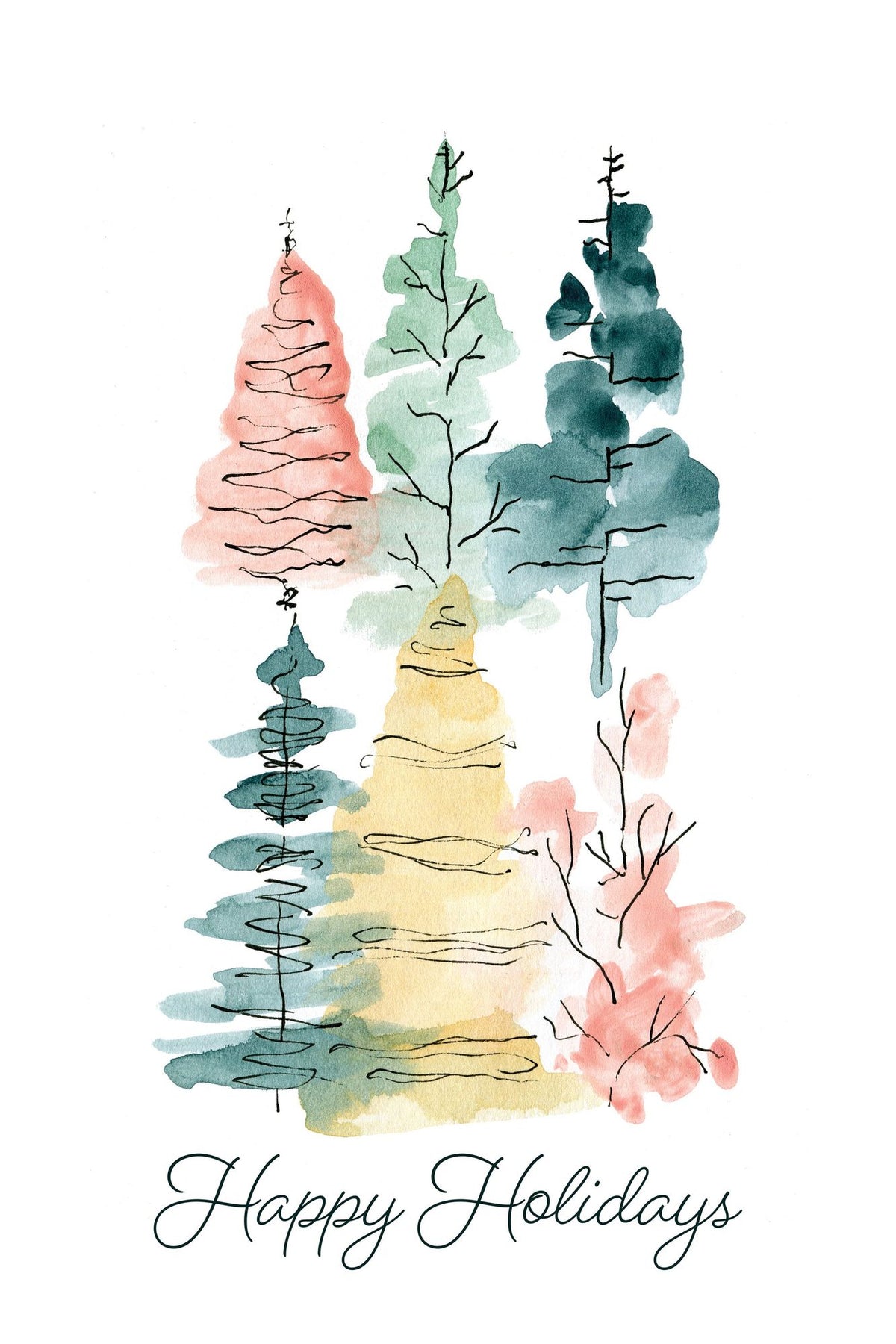 Happy Holiday Trees Mural Wallpaper - pure wallpaper artwork