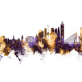 Rotterdam the Netherands Skyline Purple & Gold Mural Wallpaper - pure wallpaper artwork