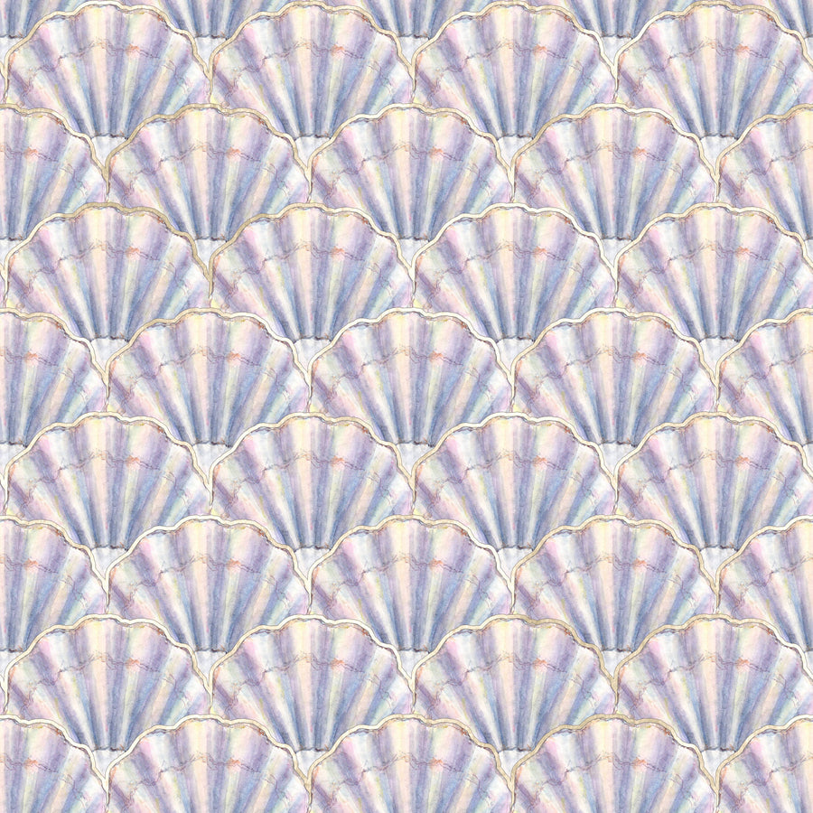 Mermaid Shells, Lilac Mural Wallpaper