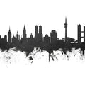 Munich Skyline Black & White Mural Wallpaper - pure wallpaper artwork
