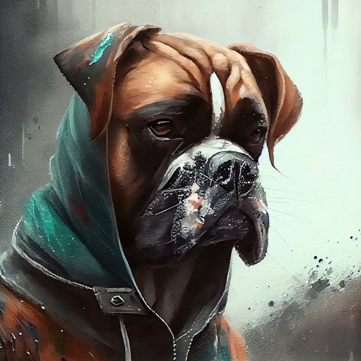 Watercolor Boxer Dog Mural Wallpaper - pure wallpaper artwork