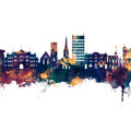 Maidstone England Skyline Blue & Bronze Mural Wallpaper - pure wallpaper artwork
