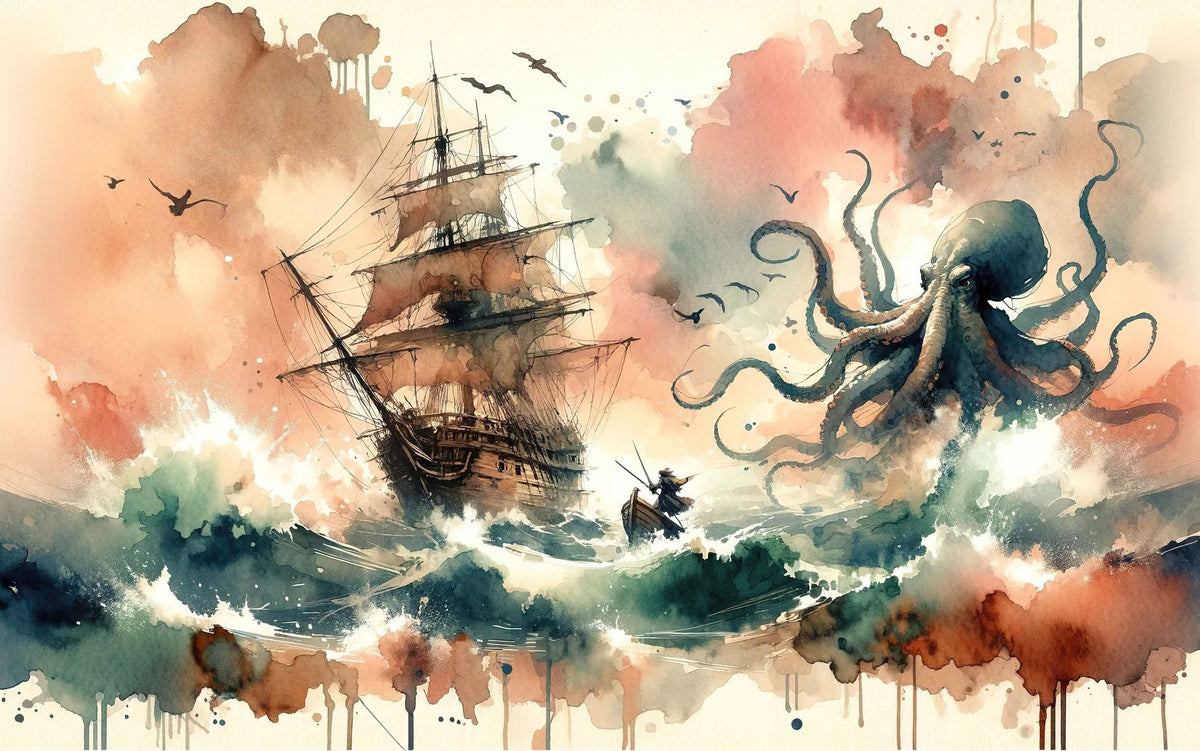 Battle with the Sea Monster Mural Wallpaper - pure wallpaper artwork