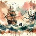 Battle with the Sea Monster Mural Wallpaper - pure wallpaper artwork