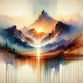 Watercolor Abstract Mountains Mural Wallpaper - pure wallpaper artwork