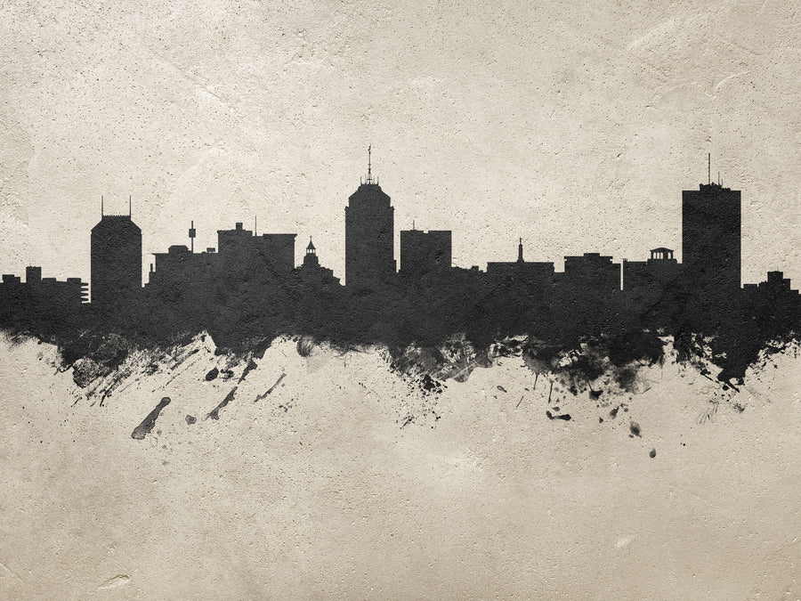 Fresno California Skyline Concrete Mural Wallpaper
