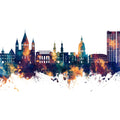 Mainz Germany Skyline Blue & Bronze Mural Wallpaper - pure wallpaper artwork