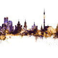 Moscow Russia Skyline Purple & Gold Mural Wallpaper - pure wallpaper artwork