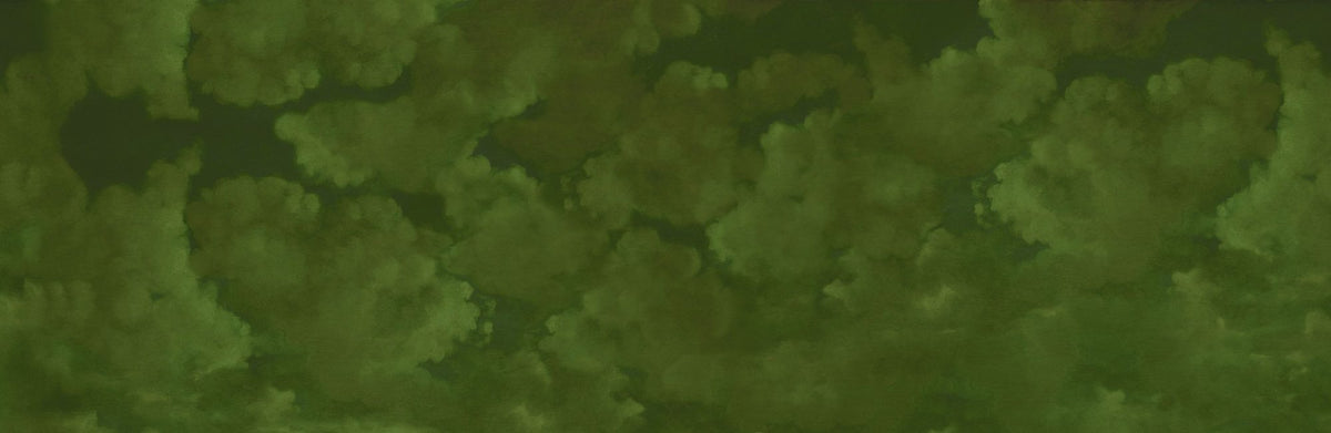 Painted Dreamy Clouds, Dill Green Mural Wallpaper - pure wallpaper artwork