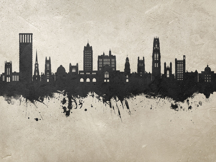 New Haven Connecticut Skyline Concrete Mural Wallpaper