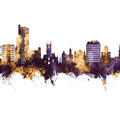 Wolverhampton England Skyline Purple & Gold Mural Wallpaper - pure wallpaper artwork