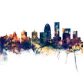Louisville Kentucky Skyline Blue & Bronze Mural Wallpaper - pure wallpaper artwork