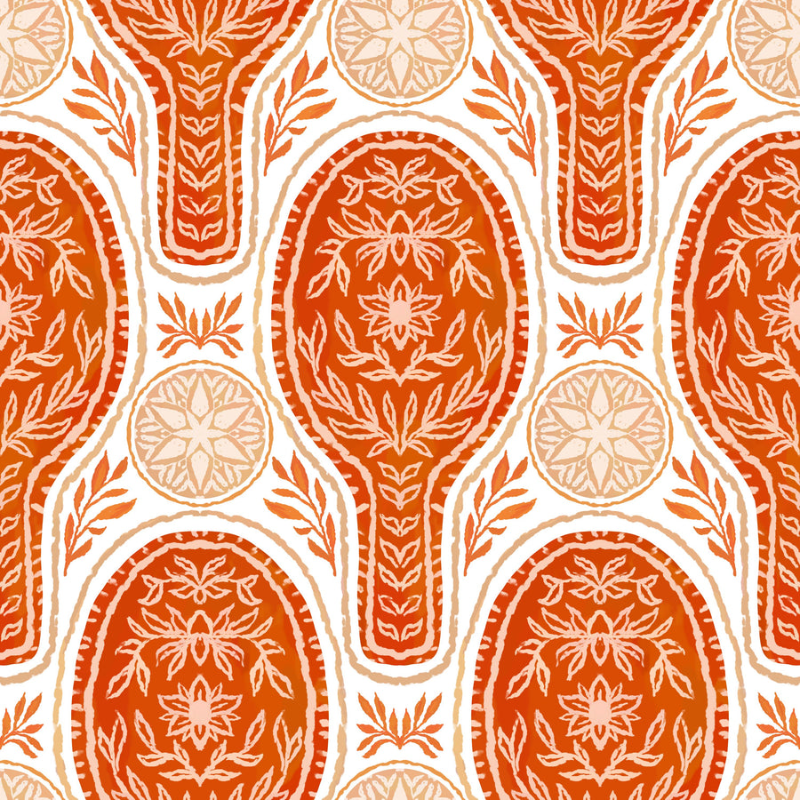Floral Rackets, Red Mural Wallpaper