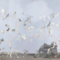 Birds in the Garden Deep Blue Mural Wallpaper - pure wallpaper artwork