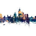 Mobile Alabama Skyline Blue & Bronze Mural Wallpaper - pure wallpaper artwork