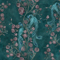 Peacock and Peony Chinoiserie Teal Mural Wallpaper - pure wallpaper artwork