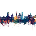 Lucca Italy Skyline Blue & Bronze Mural Wallpaper - pure wallpaper artwork