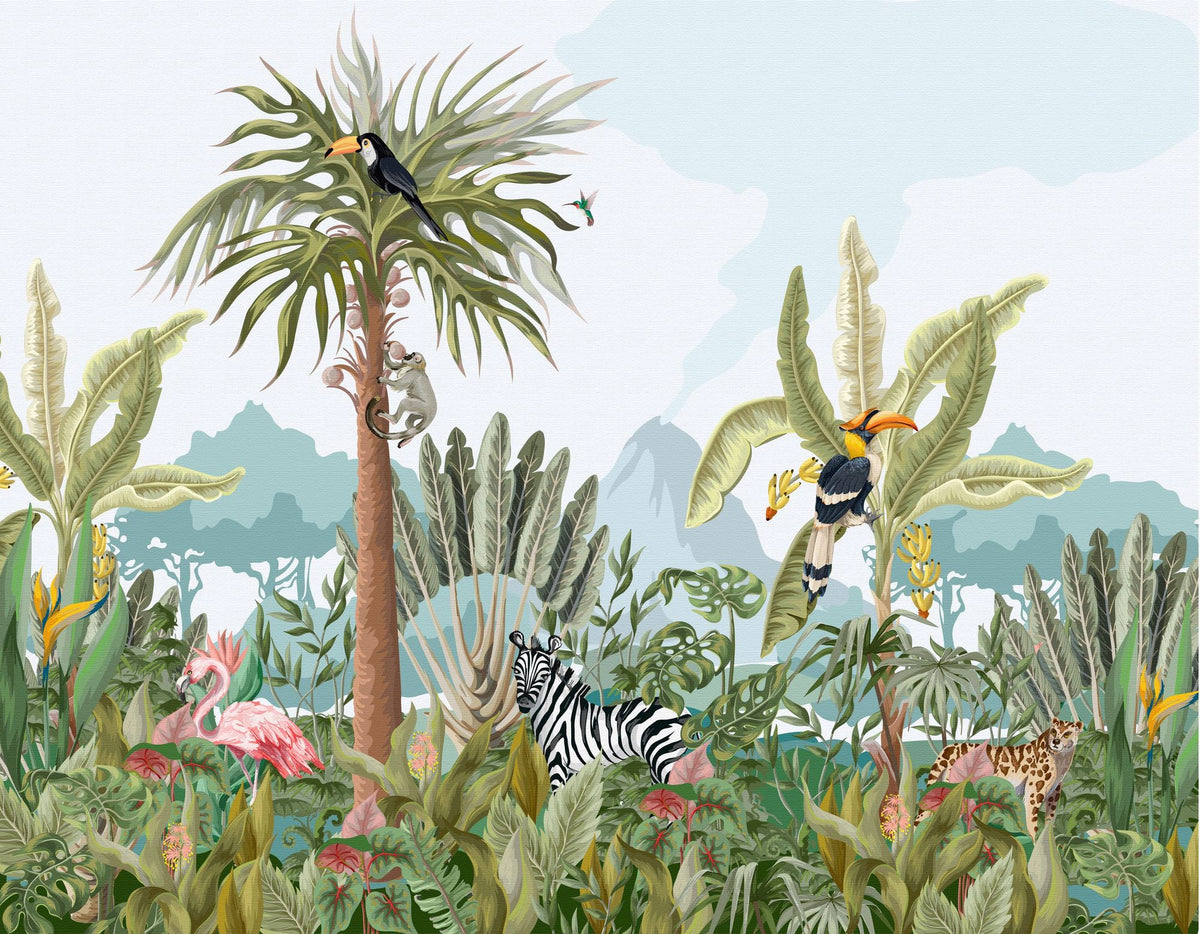 Mischievous Jungle Friends Mural Wallpaper - pure wallpaper artwork
