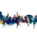 Valencia Spain Skyline Blue & Bronze Mural Wallpaper - pure wallpaper artwork