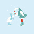 Ducks in the Snow II Mural Wallpaper - pure wallpaper artwork