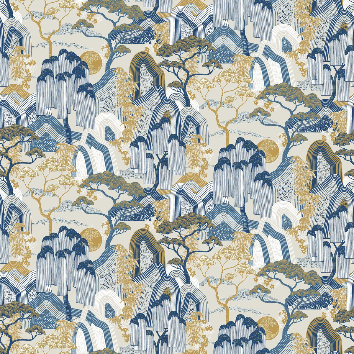 Whispers of the Mountain Pattern, White Mural Wallpaper - pure wallpaper artwork