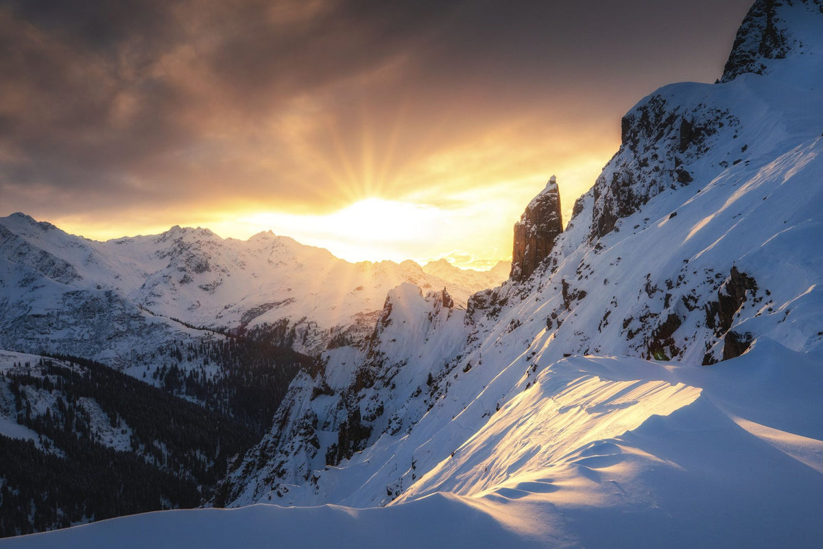 Sun Setting on Snow Mural Wallpaper - pure wallpaper artwork