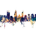 Perth Australia Skyline Blue & Bronze Mural Wallpaper - pure wallpaper artwork