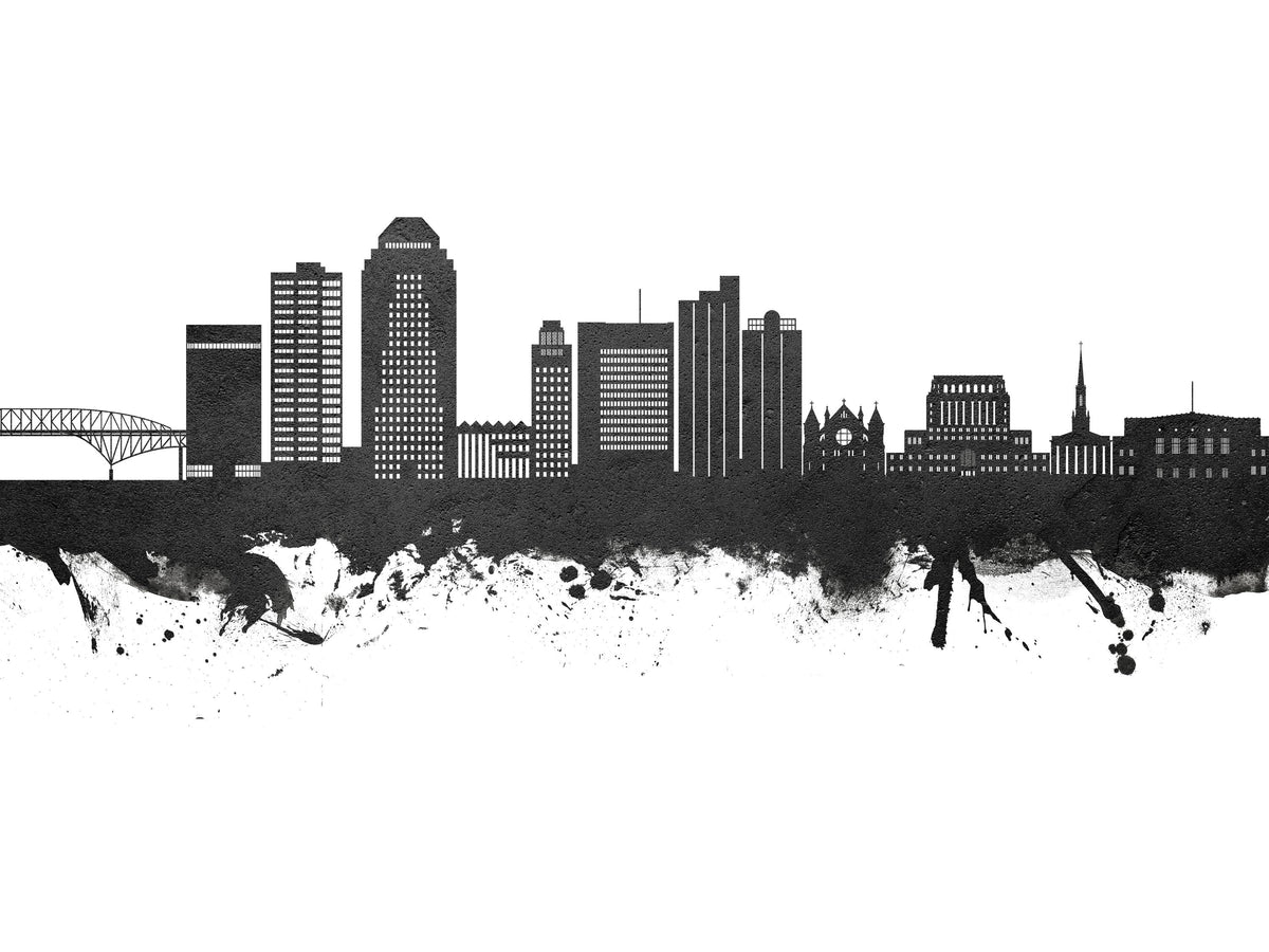 Shreveport Louisiana Skyline Black & White Mural Wallpaper - pure wallpaper artwork