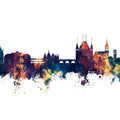 Thun Switzerland Skyline Blue & Bronze Mural Wallpaper - pure wallpaper artwork