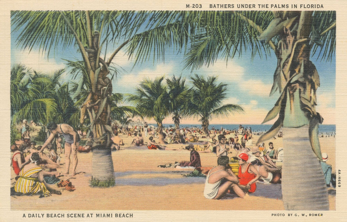 Miami Beach Postcard Mural Wallpaper - pure wallpaper artwork
