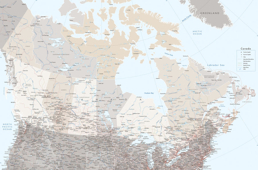Canada Map Detailed - Lincoln Mural Wallpaper