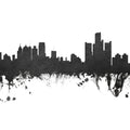 Detroit Michigan Skyline Black & White Mural Wallpaper - pure wallpaper artwork