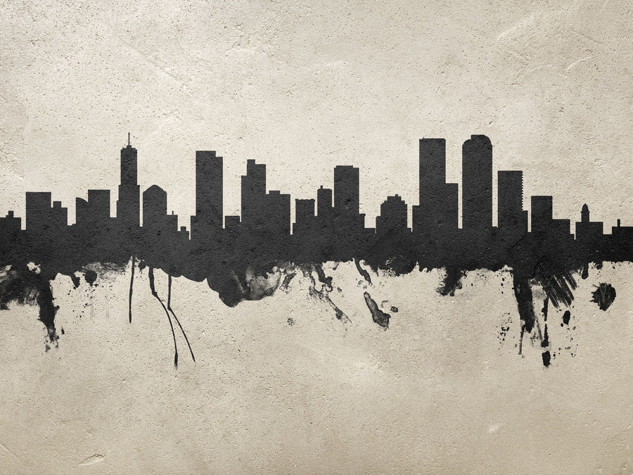 Denver Skyline Concrete Mural Wallpaper