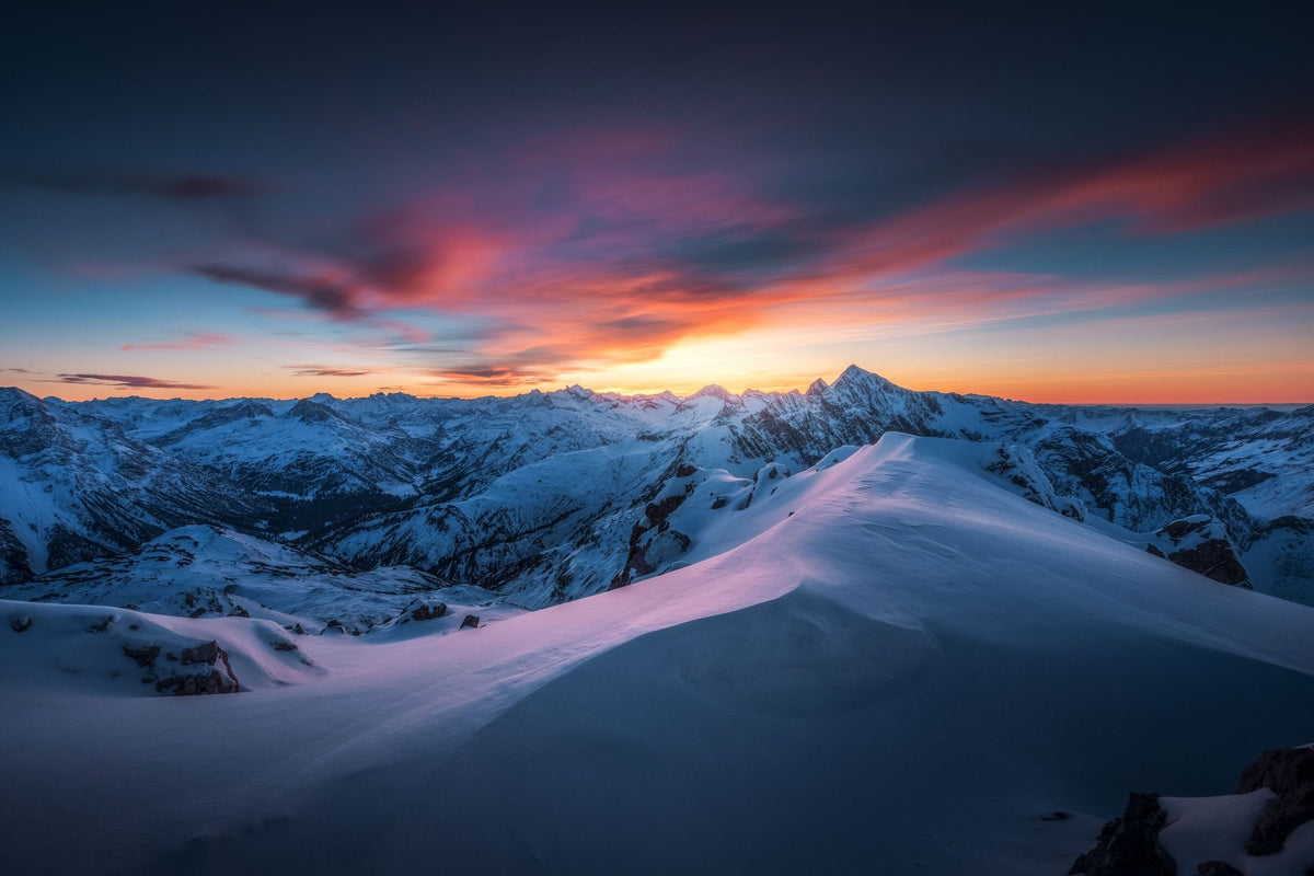 Mountain Sunset Mural Wallpaper - pure wallpaper artwork