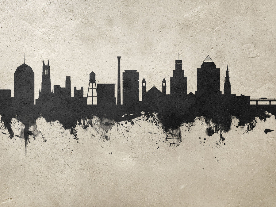 Durham North Carolina Skyline Concrete Mural Wallpaper