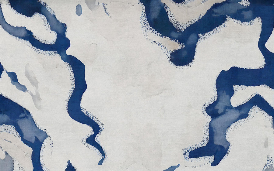 Abstract River Marks, Ocean Blue Mural Wallpaper