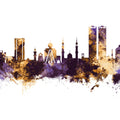 Ras Al Khaimah Skyline Purple & Gold Mural Wallpaper - pure wallpaper artwork