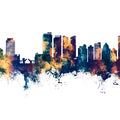 Fort Lauderdale Florida Skyline Blue & Bronze Mural Wallpaper - pure wallpaper artwork