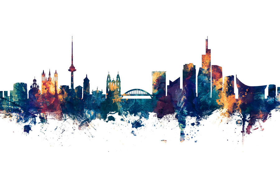 Vilnius Lithuania Skyline Blue & Bronze Mural Wallpaper