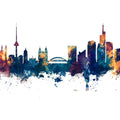 Vilnius Lithuania Skyline Blue & Bronze Mural Wallpaper - pure wallpaper artwork