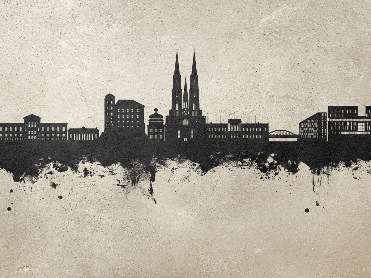 Uppsala Skyline Concrete Mural Wallpaper - pure wallpaper artwork