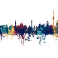 Stuttgart Germany Skyline Blue & Bronze Mural Wallpaper - pure wallpaper artwork