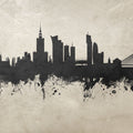 Warsaw Poland Skyline Concrete Mural Wallpaper - pure wallpaper artwork
