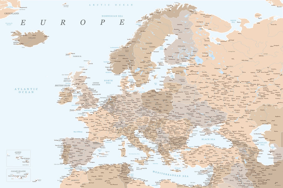 Europe Map Detailed - Lincoln Mural Wallpaper