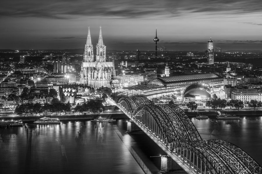Cologne Cathedral Dusk BW Mural Wallpaper